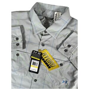 Under Armour 1259067 Hydro Chesapeake Gray Plaid Long Sleeve Fishing Shirt Sz M